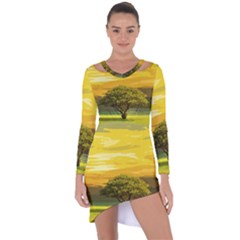 Landscape Asymmetric Cut-out Shift Dress