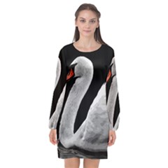 Swan Long Sleeve Chiffon Shift Dress  by Valentinaart