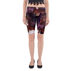 Steampunk Wonderful Wild Horse With Clocks And Gears Yoga Cropped Leggings by FantasyWorld7