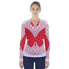 Butterfly V-neck Long Sleeve Top