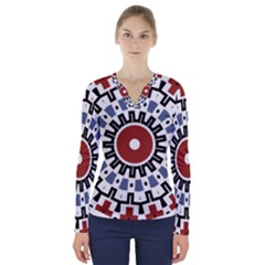 Mandala Art Ornament Pattern V-neck Long Sleeve Top