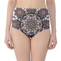 Mandala Pattern Round Brown Floral High-waist Bikini Bottoms