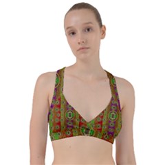 Rainbow Flowers In Heavy Metal And Paradise Namaste Style Sweetheart Sports Bra by pepitasart