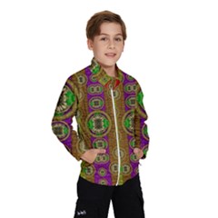 Rainbow Flowers In Heavy Metal And Paradise Namaste Style Wind Breaker (kids) by pepitasart