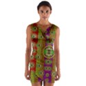 Rainbow Flowers In Heavy Metal And Paradise Namaste Style Wrap Front Bodycon Dress View1