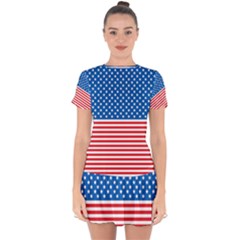 Usa Flag Drop Hem Mini Chiffon Dress by stockimagefolio1