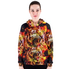 Fire Tiger Women s Zipper Hoodie by stockimagefolio1