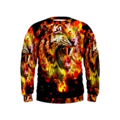 Fire Tiger Kids  Sweatshirt by stockimagefolio1