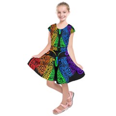 Rainbow Butterfly  Kids  Short Sleeve Dress by Valentinaart