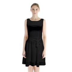 Black Sleeveless Waist Tie Chiffon Dress