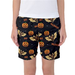 Bat, Pumpkin And Spider Pattern Women s Basketball Shorts by Valentinaart