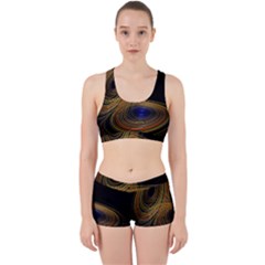 Wondrous Trajectorie Illustrated Line Light Black Work It Out Sports Bra Set by Mariart