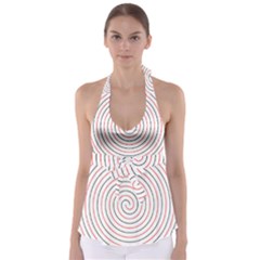 Double Line Spiral Spines Red Black Circle Babydoll Tankini Top by Mariart