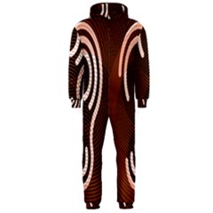 Fan Line Chevron Wave Brown Hooded Jumpsuit (men)  by Mariart