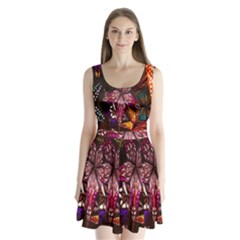 Hanging Paper Star Lights Split Back Mini Dress  by Mariart