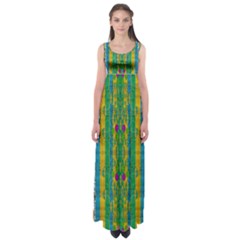 Rainbows Rain In The Golden Mangrove Forest Empire Waist Maxi Dress by pepitasart