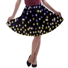 Space Star Light Gold Blue Beauty A-line Skater Skirt by Mariart