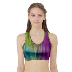 Rainbow Bubble Curtains Motion Background Space Sports Bra With Border by Mariart