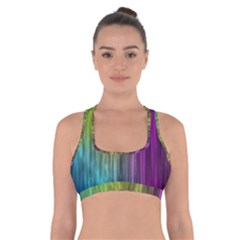 Rainbow Bubble Curtains Motion Background Space Cross Back Sports Bra by Mariart