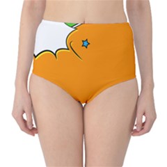 Star Line Orange Green Simple Beauty Cute High-waist Bikini Bottoms by Mariart