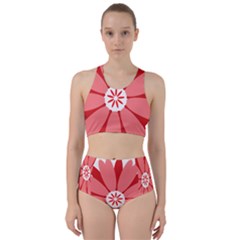 Sunflower Flower Floral Red Racer Back Bikini Set by Mariart