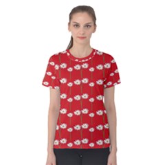 Sunflower Red Star Beauty Flower Floral Women s Cotton Tee