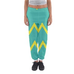 Waves Chevron Wave Green Yellow Sign Women s Jogger Sweatpants by Mariart