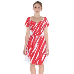 Valentines Day Heart Modern Red Polka Short Sleeve Bardot Dress by Mariart