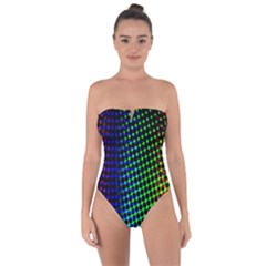 Digitally Created Halftone Dots Abstract Background Design Tie Back One Piece Swimsuit