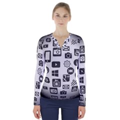 Icon Ball Logo Google Networking V-neck Long Sleeve Top