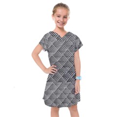 Grid Wire Mesh Stainless Rods Kids  Drop Waist Dress