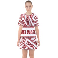 Travel Warning Shield Stamp Sixties Short Sleeve Mini Dress by Nexatart