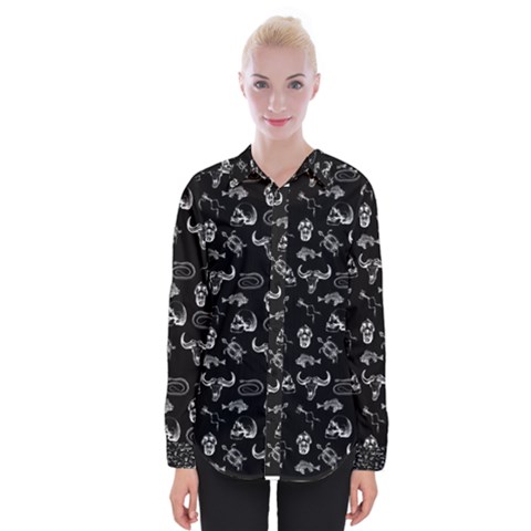 Skeleton Pattern Womens Long Sleeve Shirt by Valentinaart