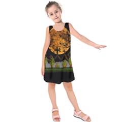 Halloween Zombie Hands Kids  Sleeveless Dress by Valentinaart