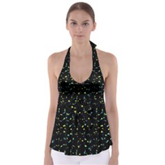 Splatter Abstract Dark Pattern Babydoll Tankini Top by dflcprints