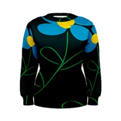 Whimsical Blue Flower Green Sexy Women s Sweatshirt