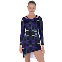 Biostatistics Line Blue Asymmetric Cut-out Shift Dress