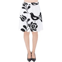 Birds Flower Rose Black Animals Velvet High Waist Skirt