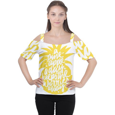 Cute Pineapple Yellow Fruite Cutout Shoulder Tee by Mariart