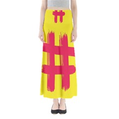 Fun Ain t Gone Fence Sign Red Yellow Flag Full Length Maxi Skirt