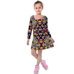 Queen Design 456 Kids  Long Sleeve Velvet Dress by MRTACPANS