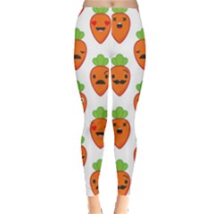 Seamless Background Carrots Emotions Illustration Face Smile Cry Cute Orange Leggings  by Mariart