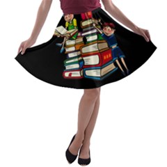 Back To School A-line Skater Skirt by Valentinaart