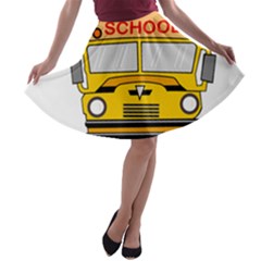 Back To School - School Bus A-line Skater Skirt by Valentinaart