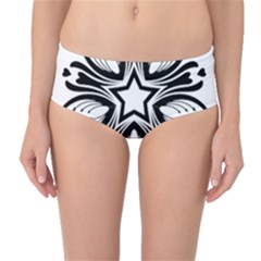 Star Sunflower Flower Floral Black Mid-waist Bikini Bottoms by Mariart