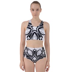 Star Sunflower Flower Floral Black Racer Back Bikini Set by Mariart