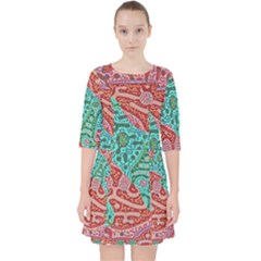 Recursive Coupled Turing Pattern Red Blue Pocket Dress