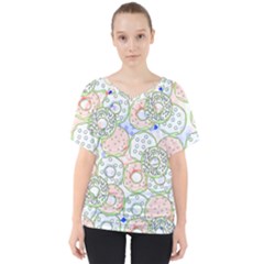 Donuts Pattern V-neck Dolman Drape Top