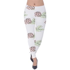 Pinecone Pattern Velvet Leggings by Mariart