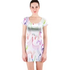 Rainbow Green Purple Pink Red Blue Pattern Zommed Short Sleeve Bodycon Dress by Mariart